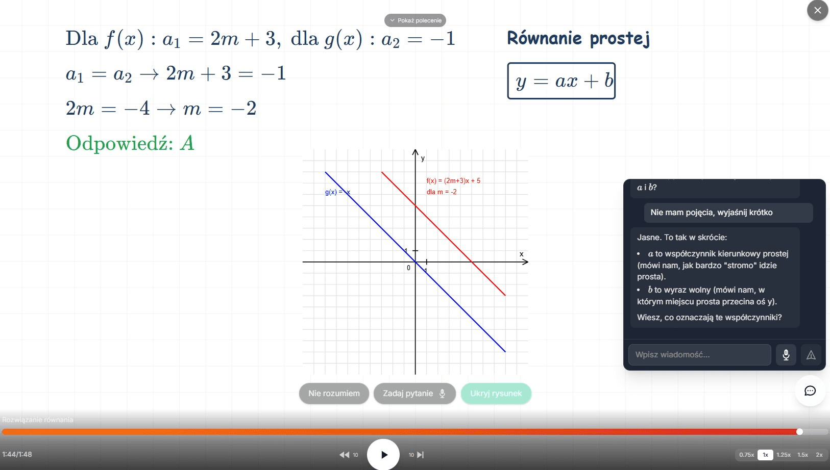 Podgląd funkcji Lekcja z AI